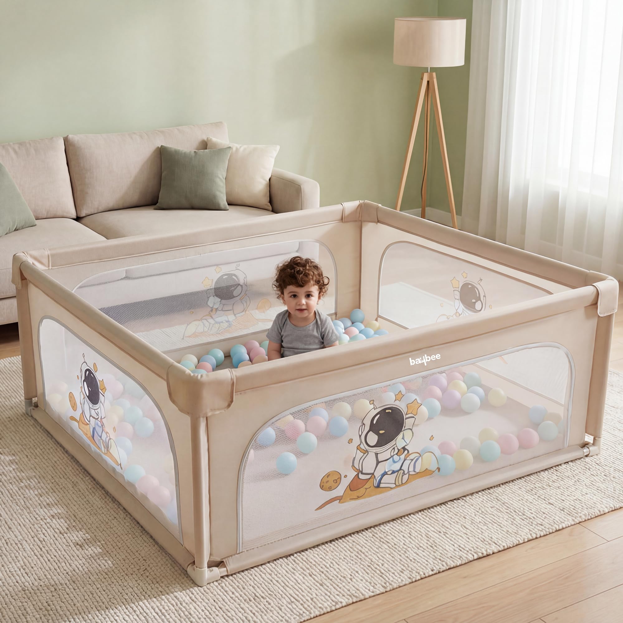 Baybee Kids Playpen for Babies with Colourful Balls (120 x 120 CM ) - Image 1