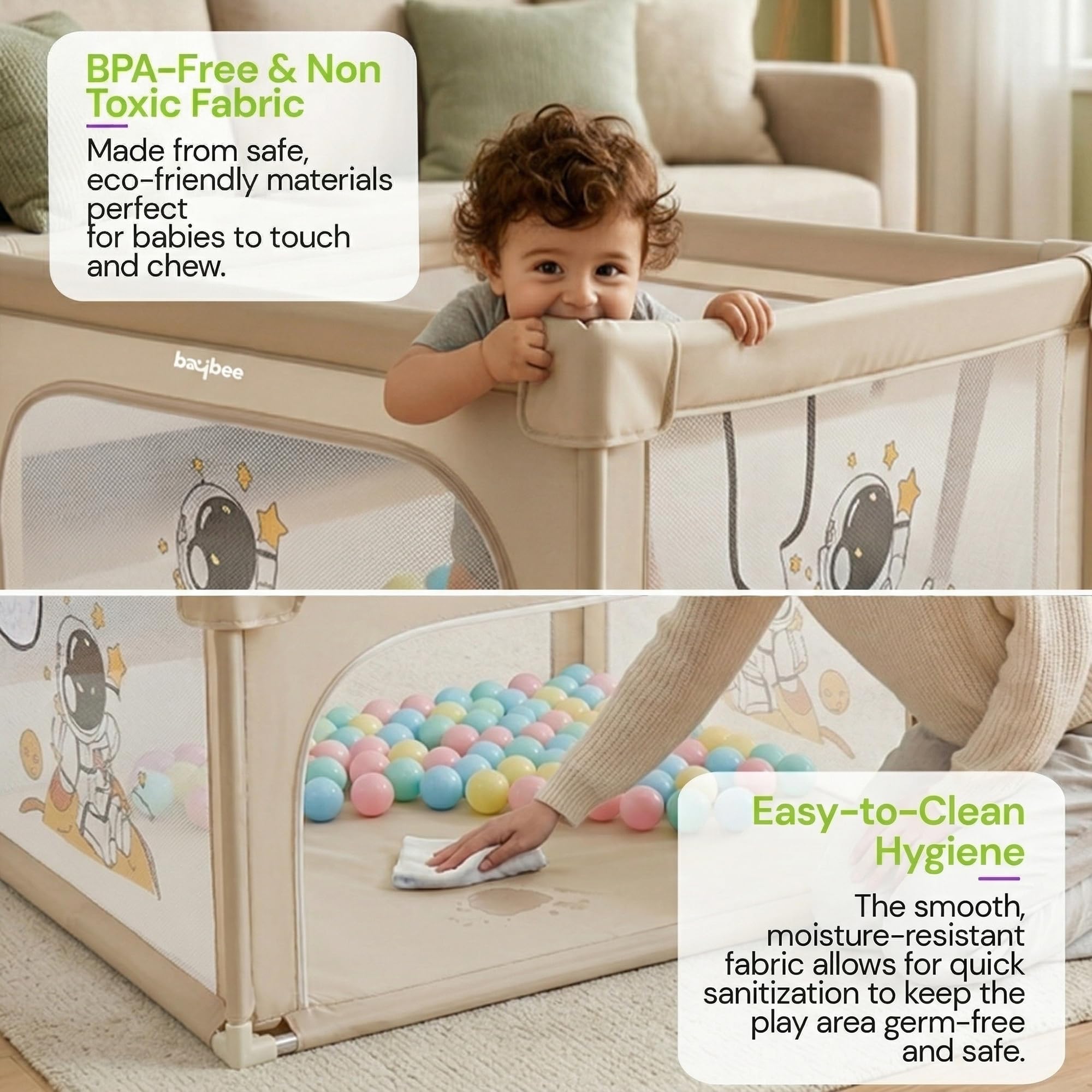 Baybee Kids Playpen for Babies with Colourful Balls (120 x 120 CM ) - Image 3