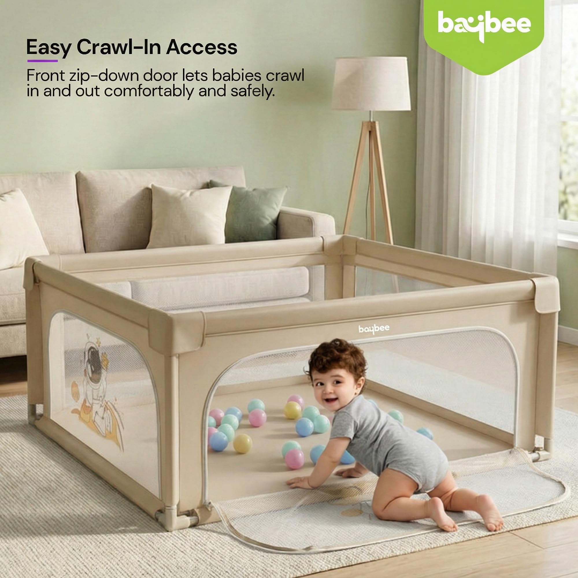 Baybee Kids Playpen for Babies with Colourful Balls (120 x 120 CM ) - Image 6