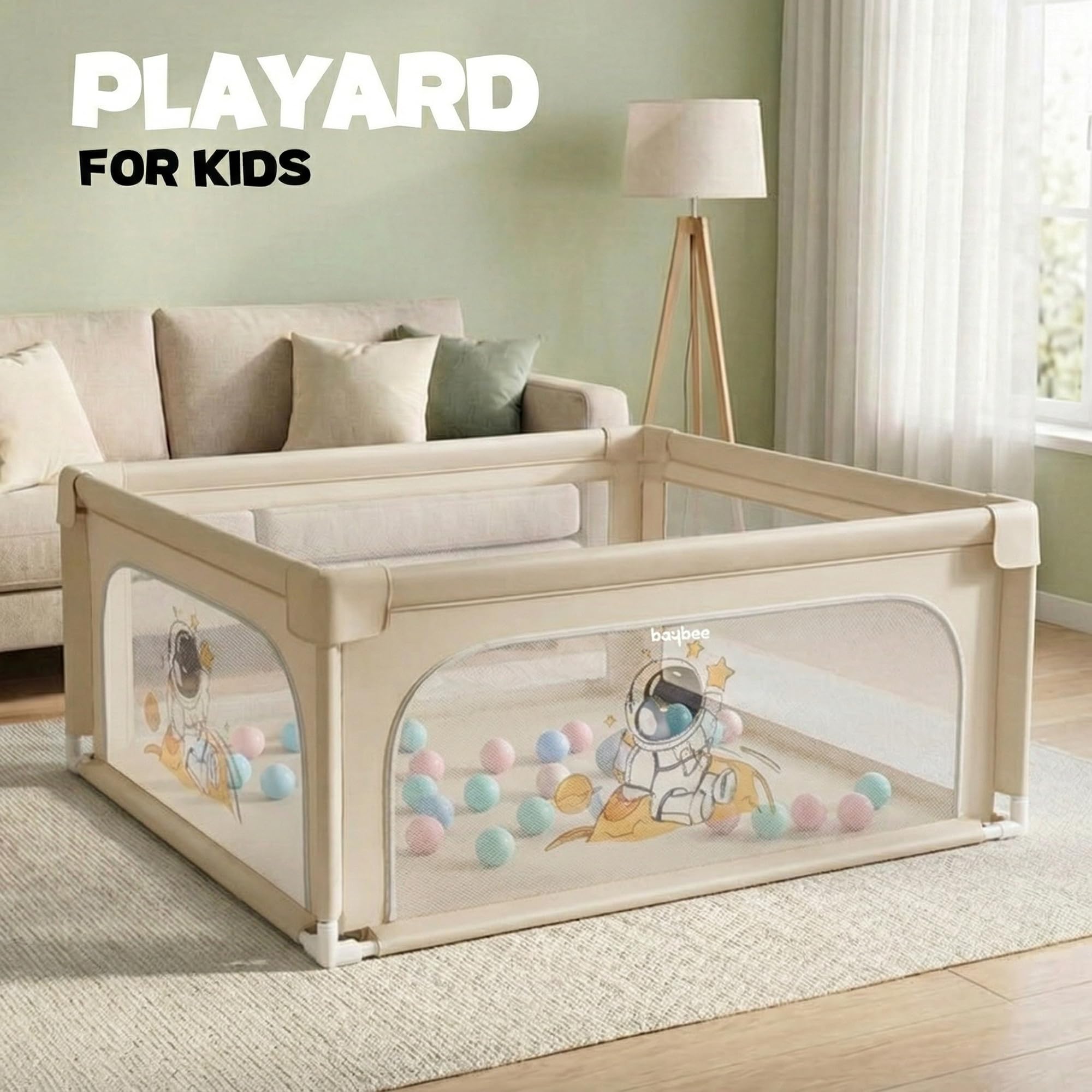 Baybee Kids Playpen for Babies with Colourful Balls (120 x 120 CM ) - Image 8
