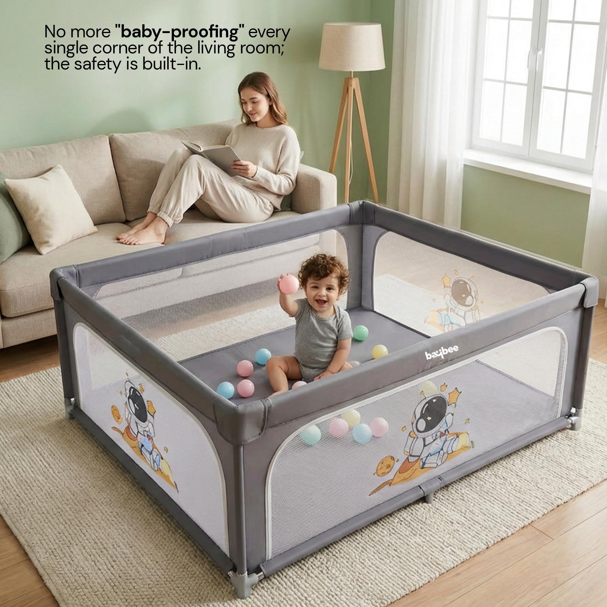Baybee Kids Playpen for Babies with Colourful Balls (120 x 120 CM ) - Image 10