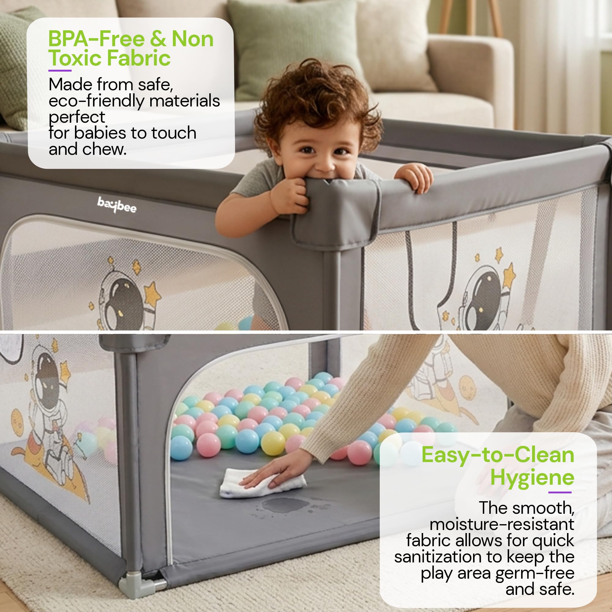 Baybee Kids Playpen for Babies with Colourful Balls (120 x 120 CM ) - Image 11