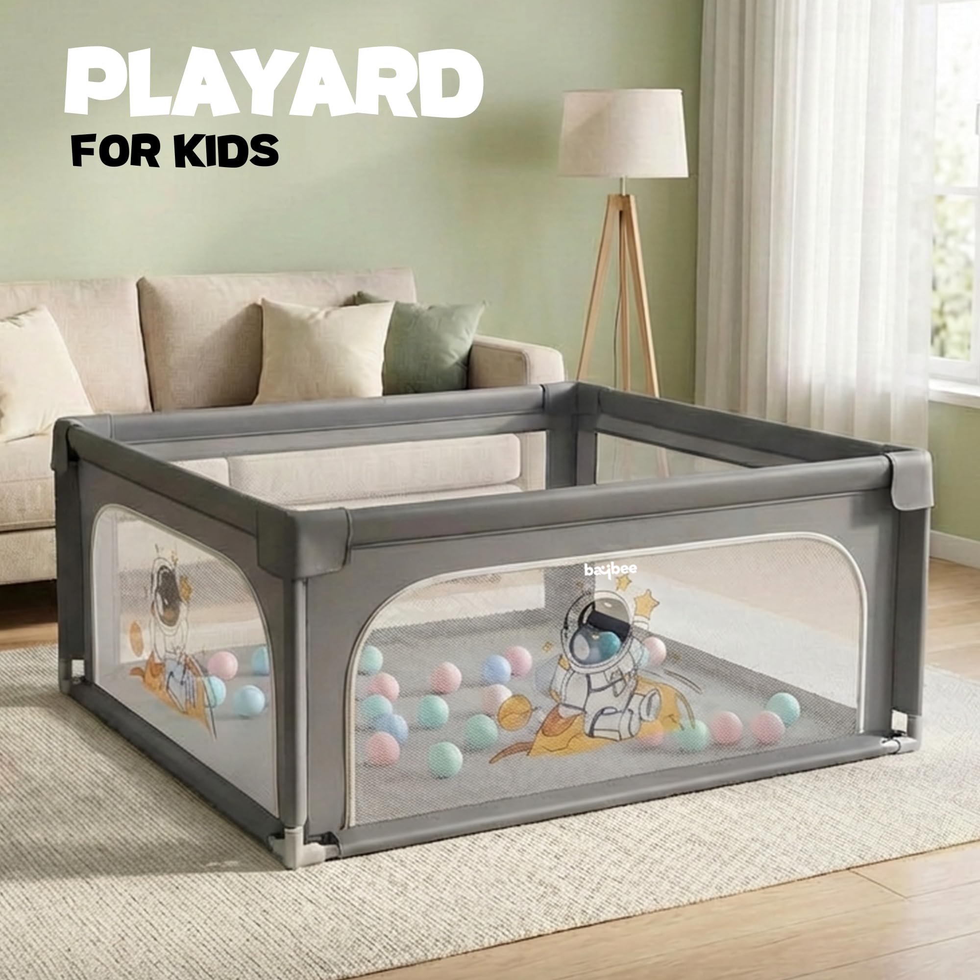 Baybee Kids Playpen for Babies with Colourful Balls (120 x 120 CM ) - Image 16