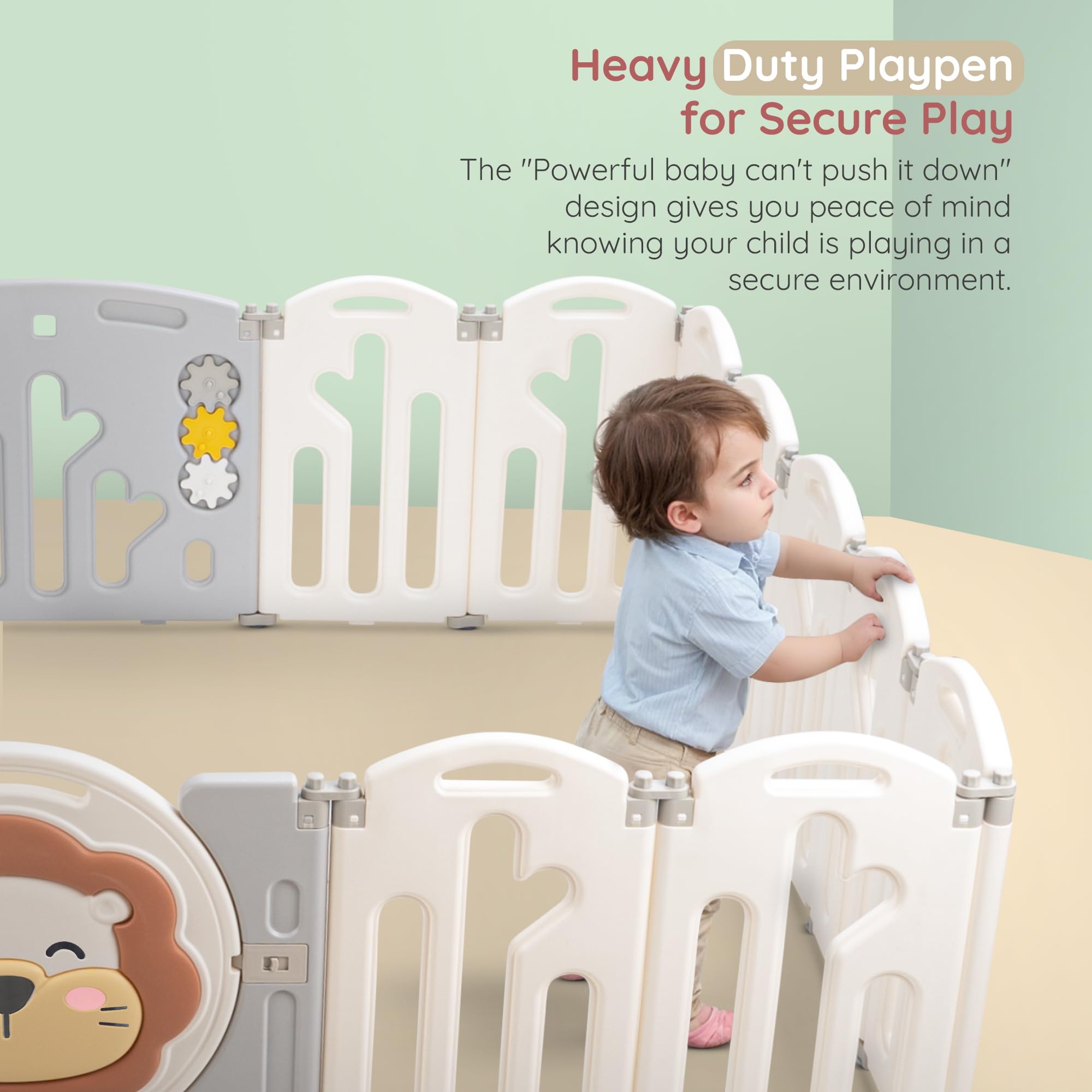 Baybee Lion Kids Playpen for Babies Foldable Baby Play Area Indoor Setup (20 Panels) - Image 8