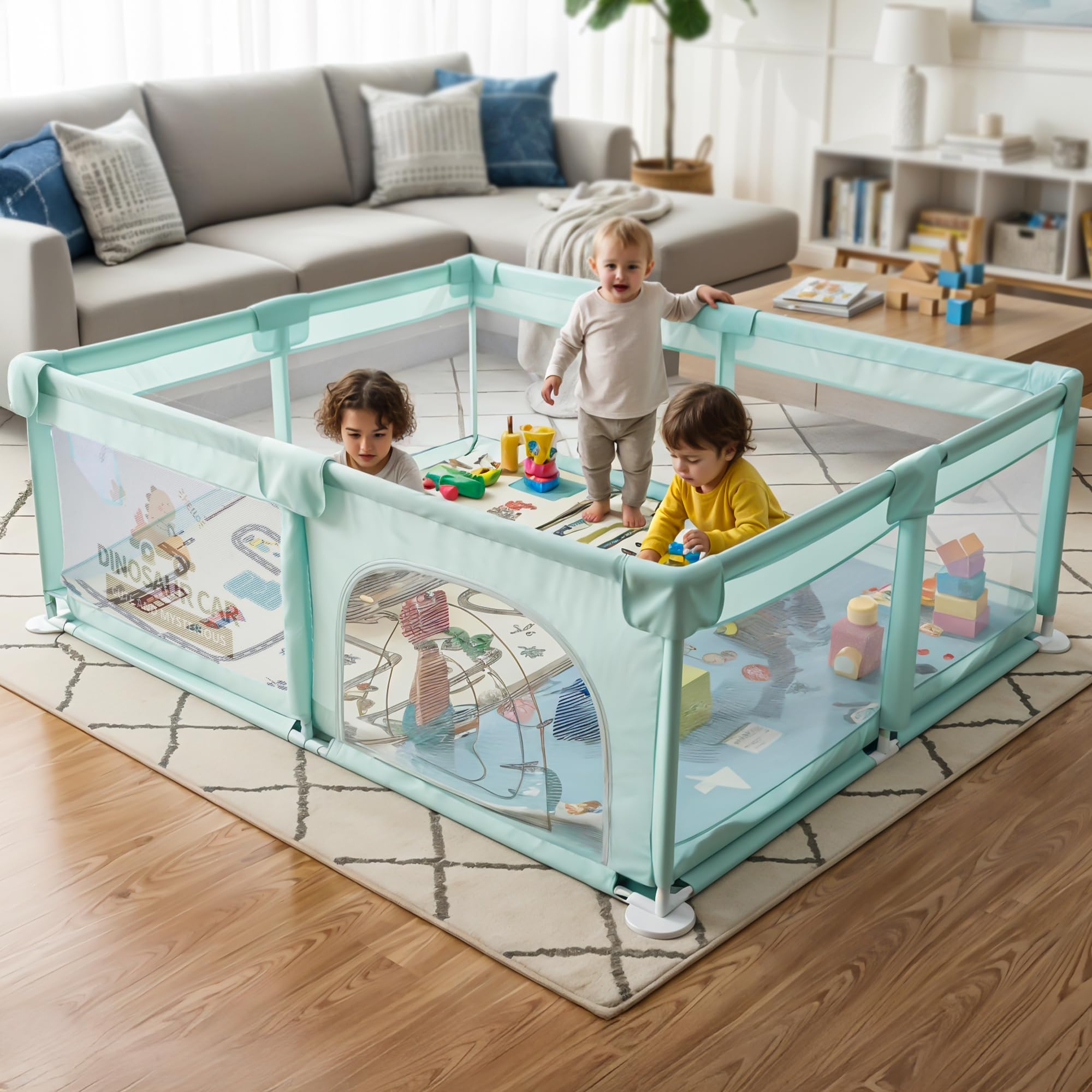 Baybee_Nestoria_Plus_Kids_Playpen_for_Babies_with_Play_mat_B_01 Baybee Nestoria Plus Kids Playpen for Babies with Play mat Baby Play Area Indoor (180 x 150 CM) - Image 1