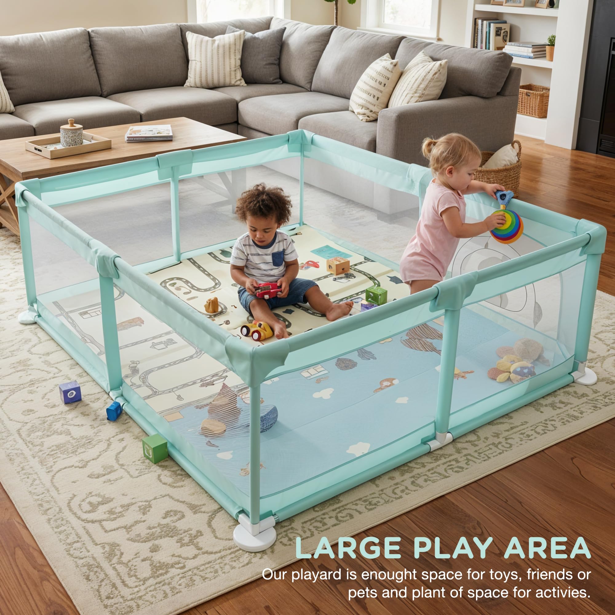 Baybee Nestoria Plus Kids Playpen for Babies with Play mat Baby Play Area Indoor (180 x 150 CM) - Image 3