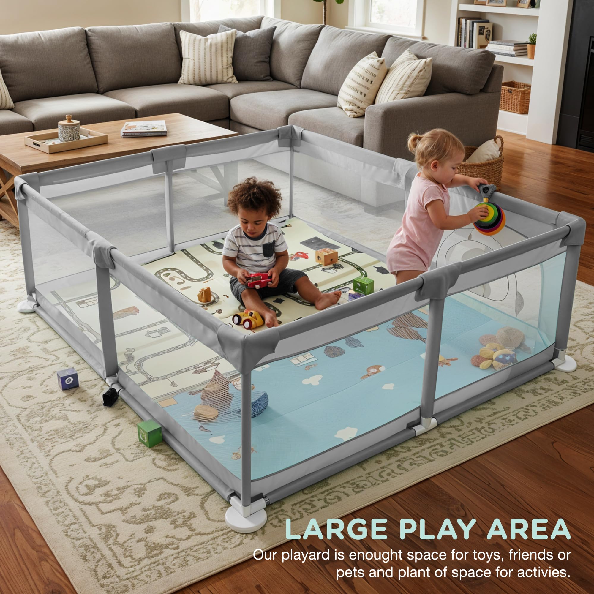 Baybee Nestoria Plus Kids Playpen for Babies with Play mat Baby Play Area Indoor (180 x 150 CM) - Image 10