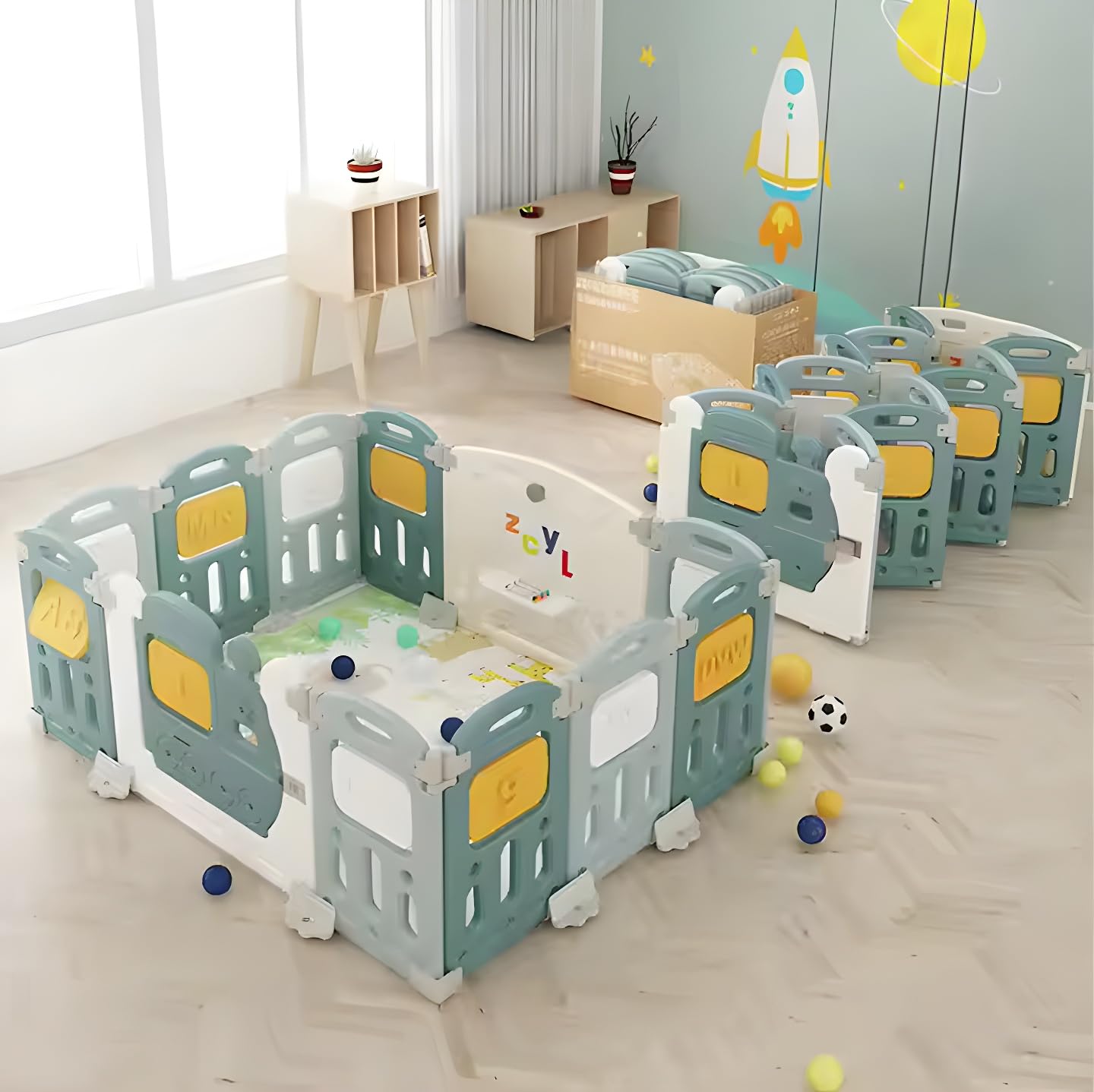 Baybee Train Kids Playpen for Babies Foldable Baby Play Area Indoor Setup with Safety Lock (18 Panels) - Image 3