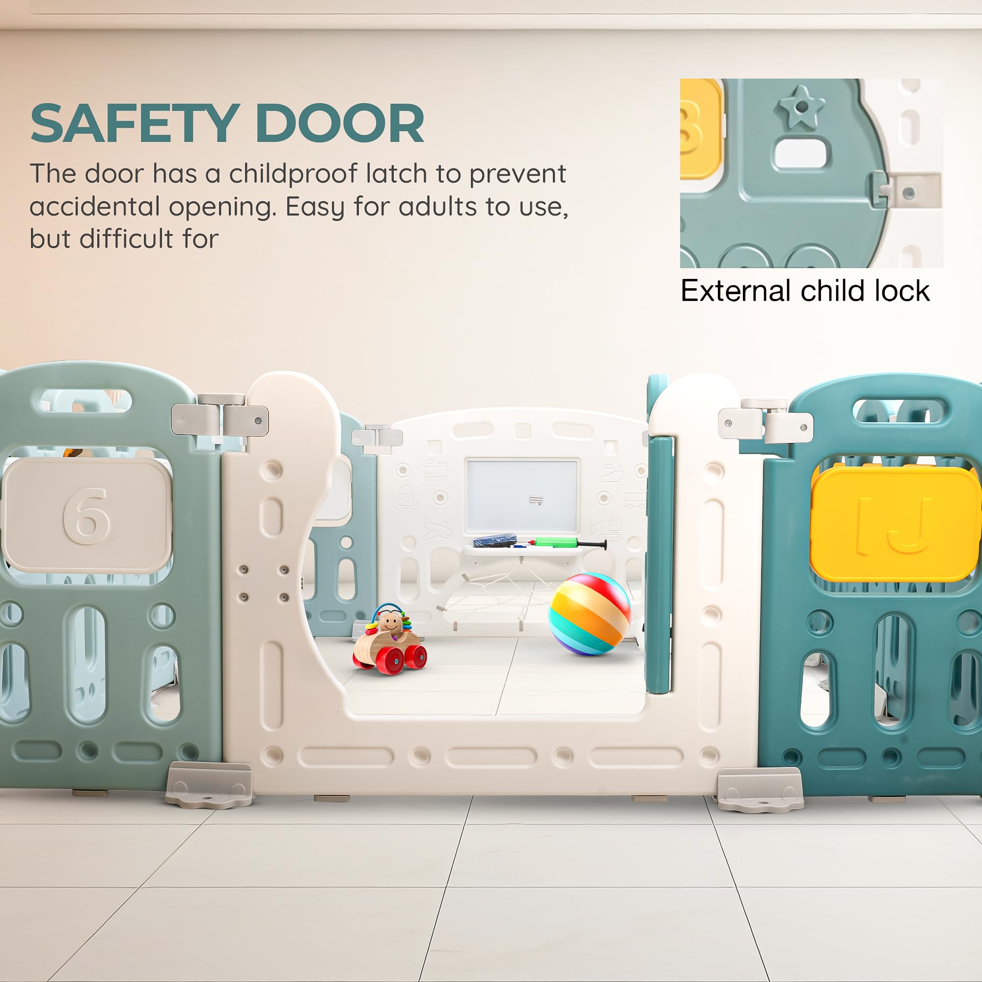 Baybee Train Kids Playpen for Babies Foldable Baby Play Area Indoor Setup with Safety Lock (18 Panels) - Image 8