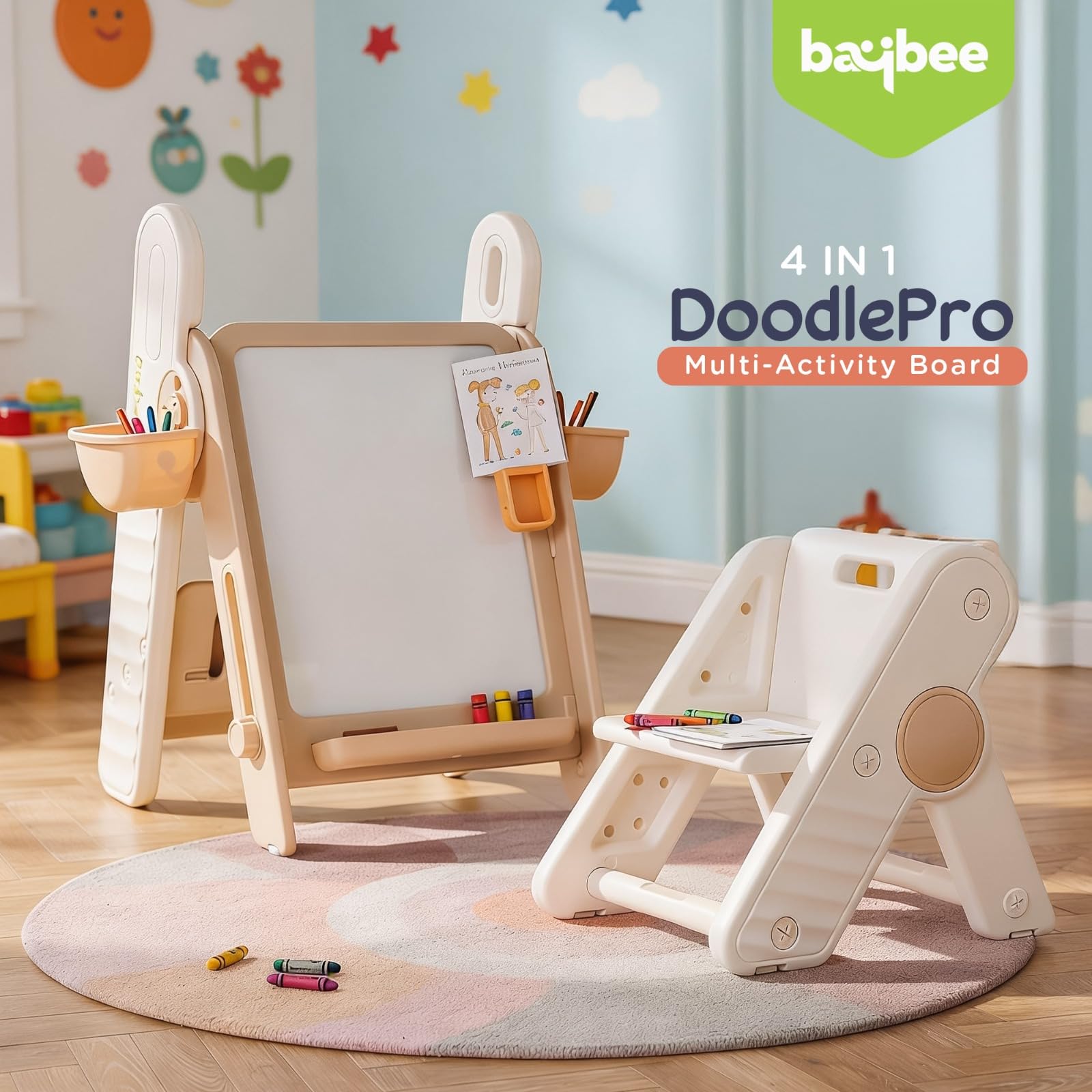 Baybee 2-in-1 Convertible Drawing & Writing Table for Kids - Image 2