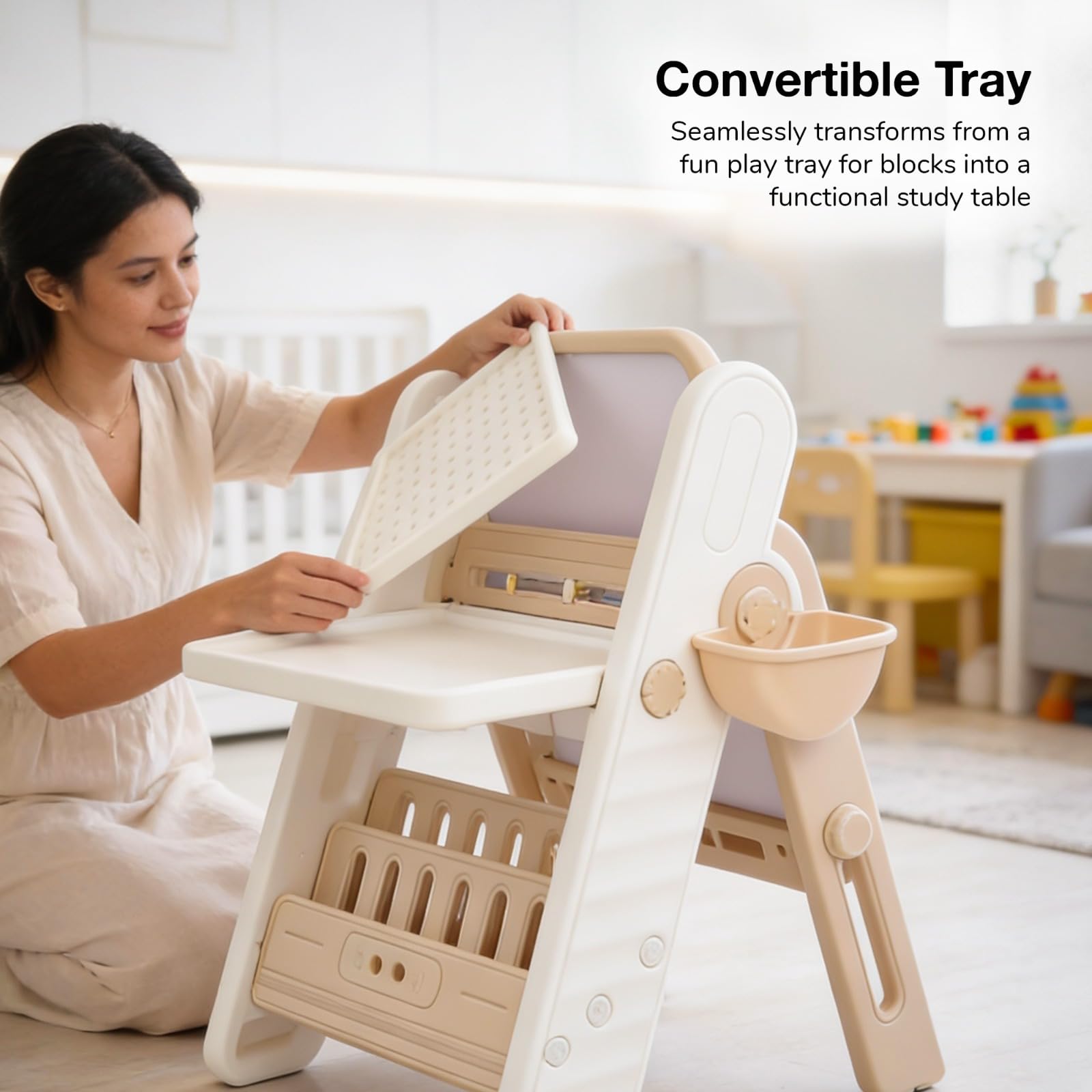 Baybee 2-in-1 Convertible Drawing & Writing Table for Kids - Image 4