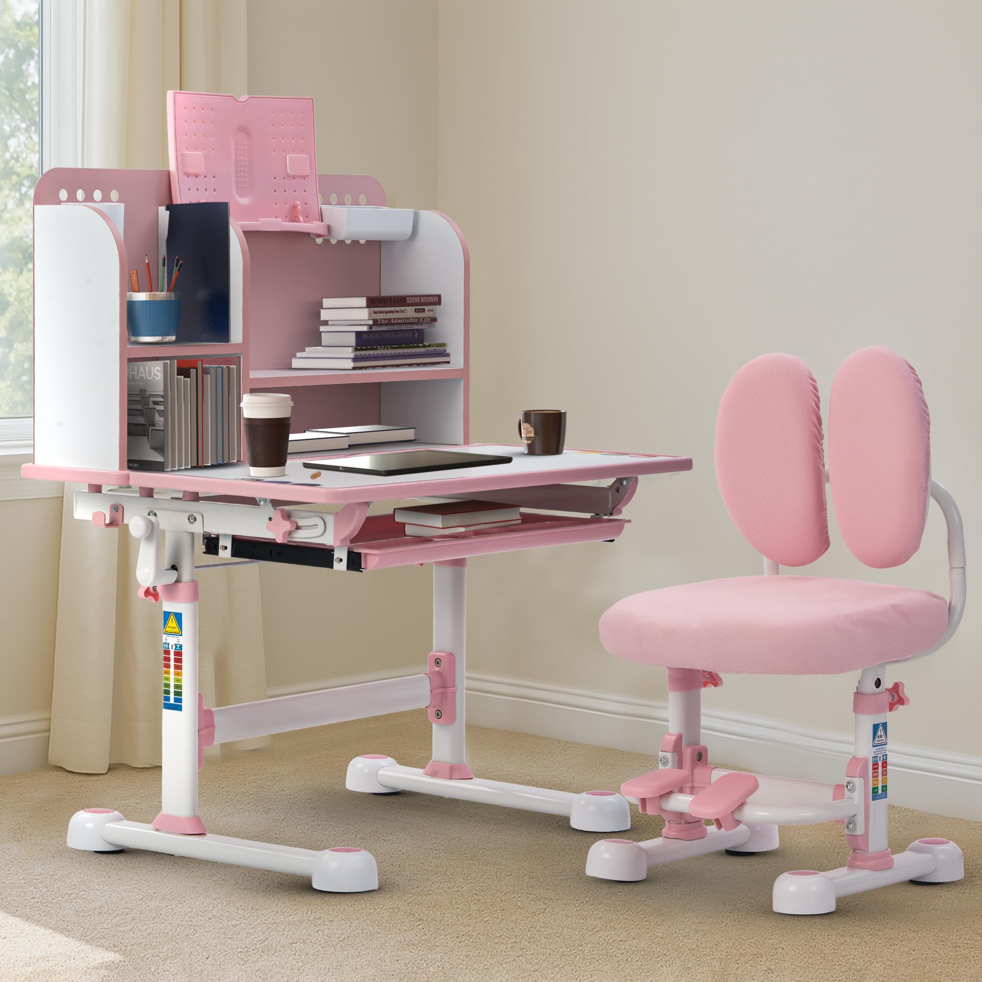 Baybee Kids Study Table & Chair Set for Height Adjustable Ergonomic Desk with Book Holder - Image 9