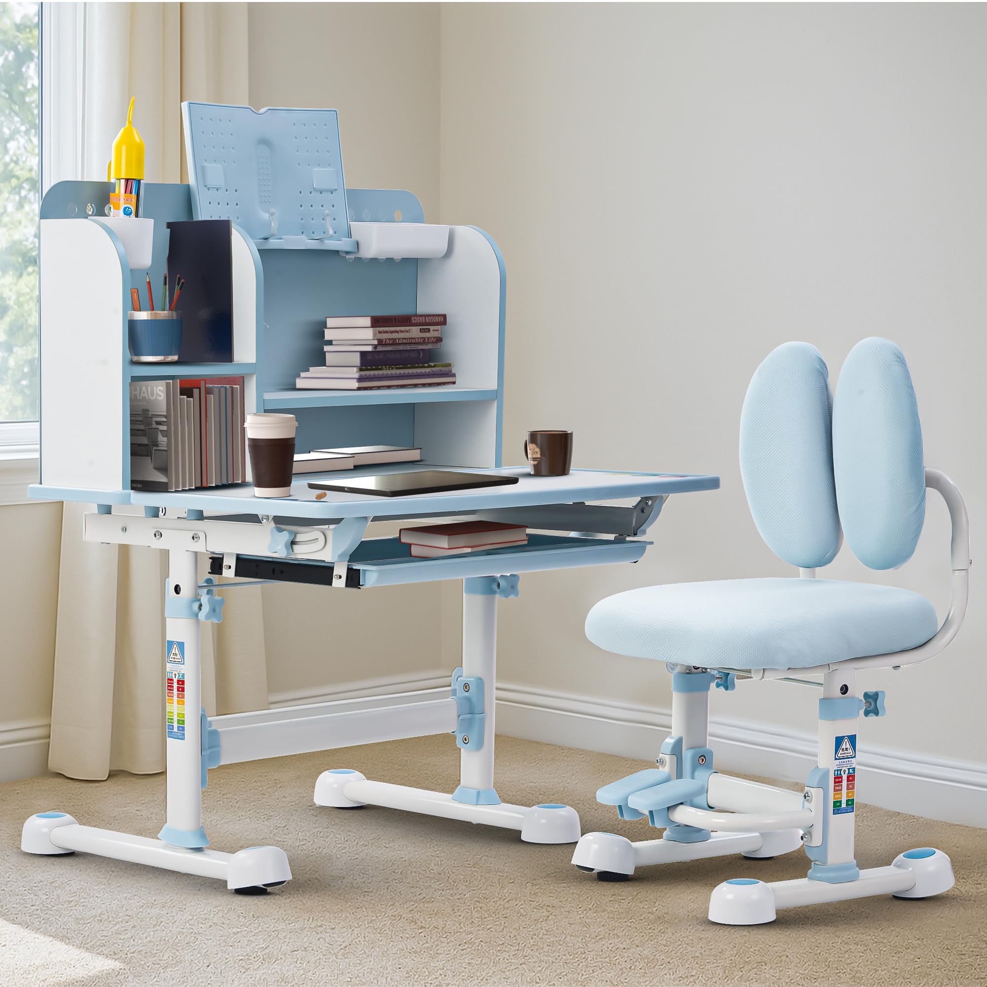 Baybee Kids Study Table & Chair Set for Height Adjustable Ergonomic Desk with Book Holder - Image 15