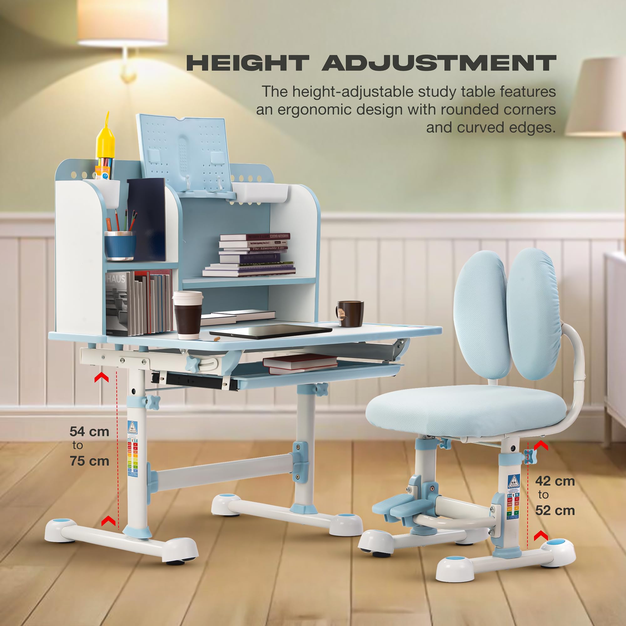 Baybee Kids Study Table & Chair Set for Height Adjustable Ergonomic Desk with Book Holder - Image 16