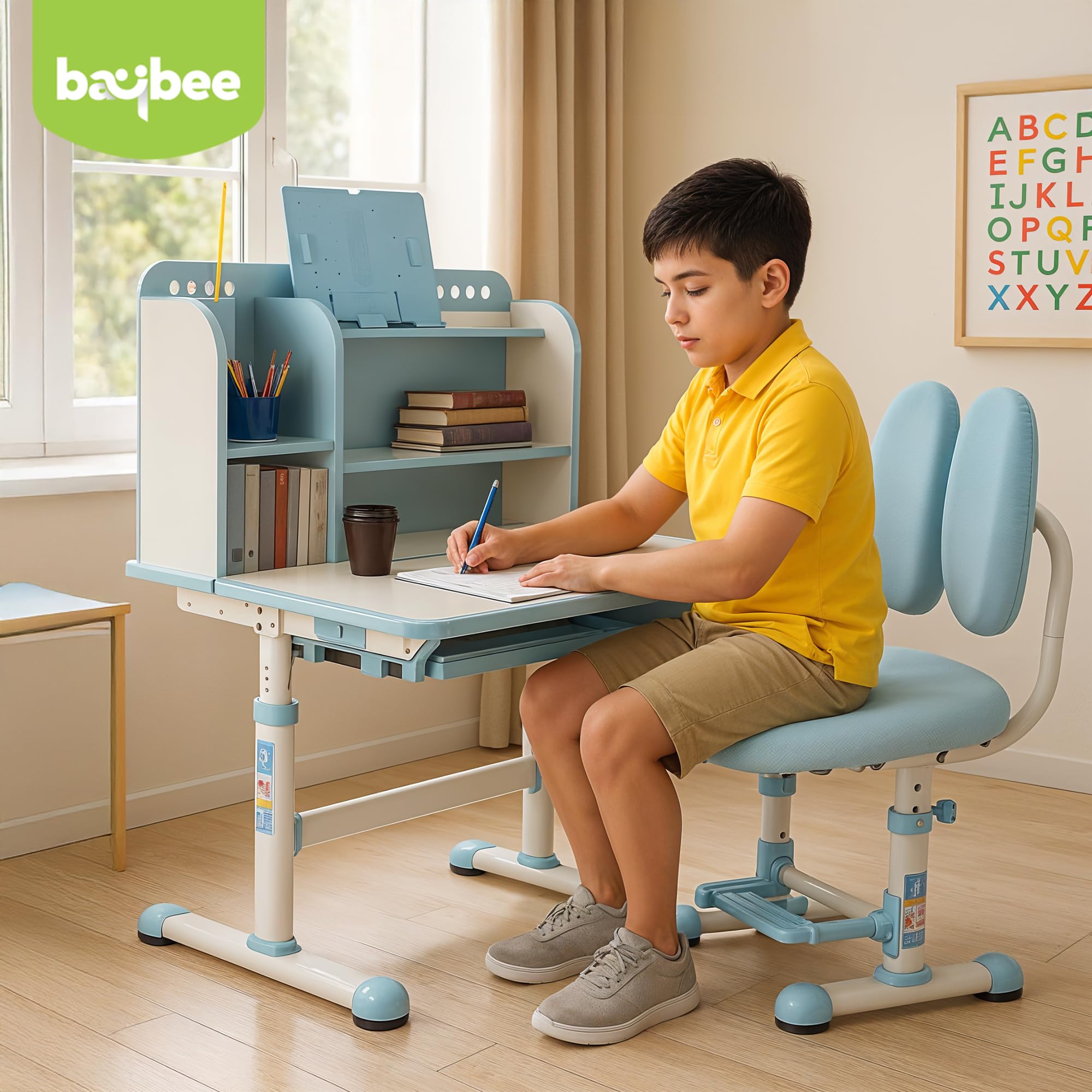Baybee Kids Study Table & Chair Set for Height Adjustable Ergonomic Desk with Book Holder - Image 17