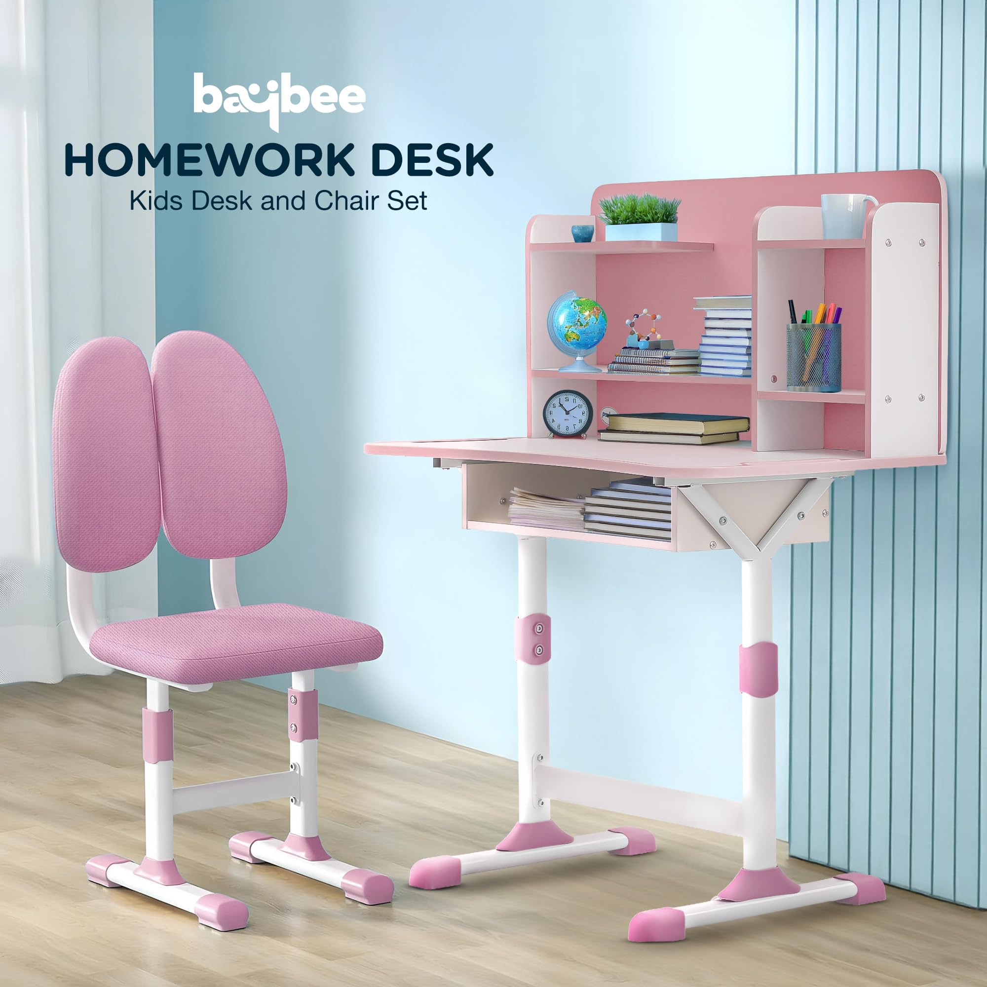 Baybee Kids Study Table and Chair Set for Adjustable Study Table for Kids with Chair, Ergonomic Writing Desk - Image 13