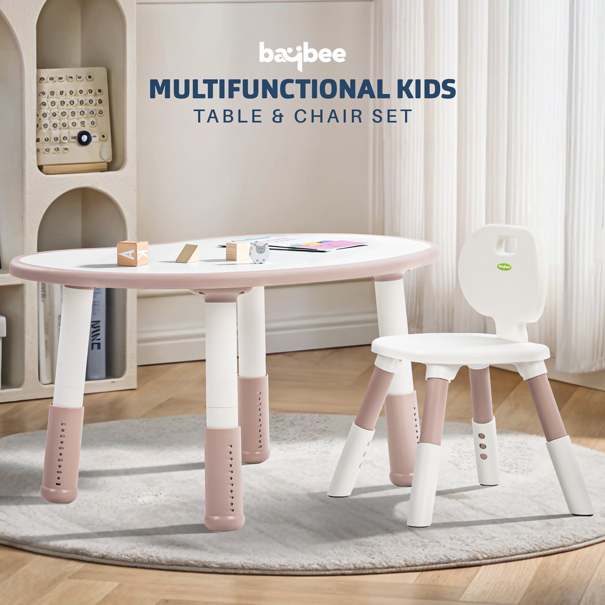 Baybee Kids Study Table for Students with Chair, 6 Height Adjustable with Anti-Slip Base - Image 2
