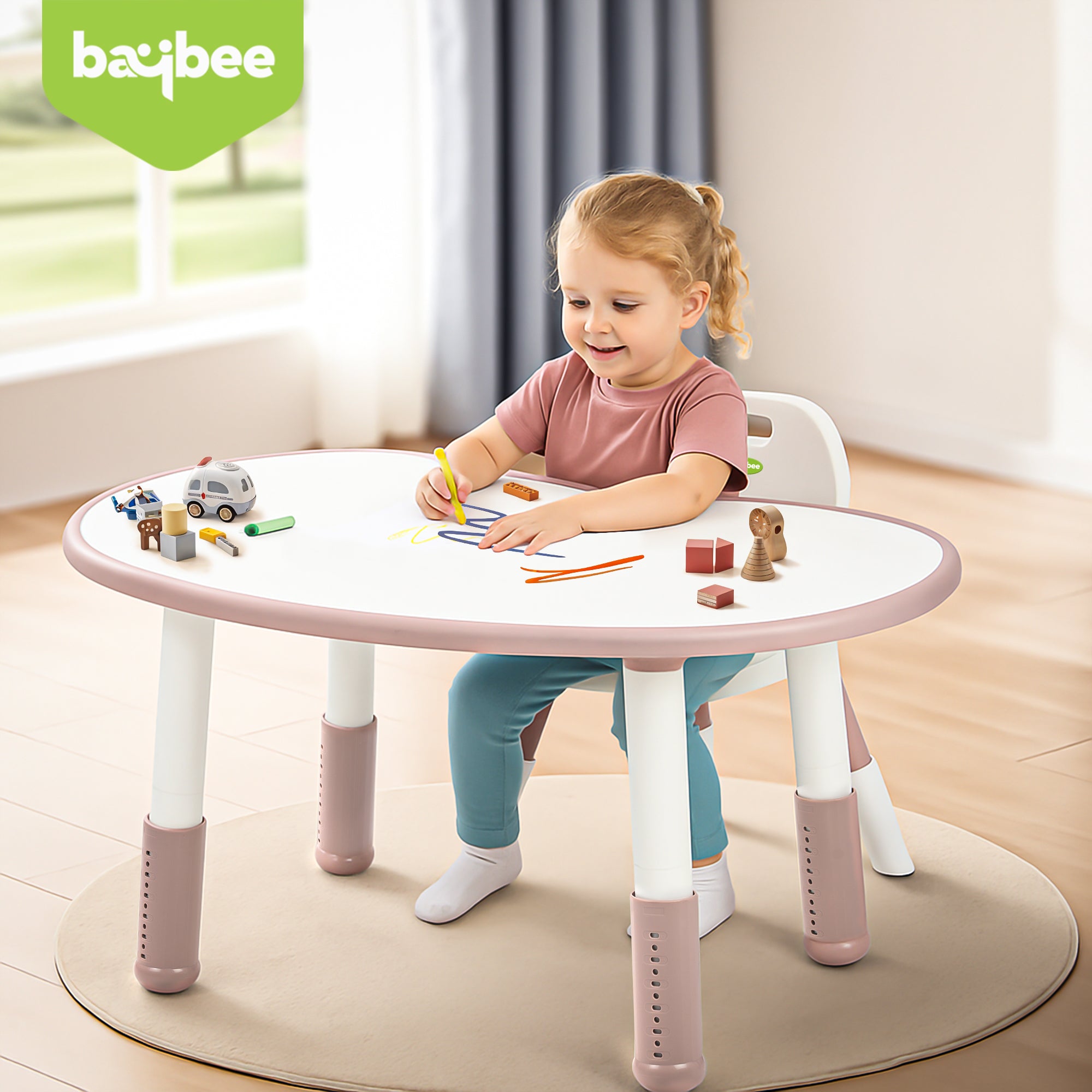 Baybee Kids Study Table for Students with Chair, 6 Height Adjustable with Anti-Slip Base - Image 3