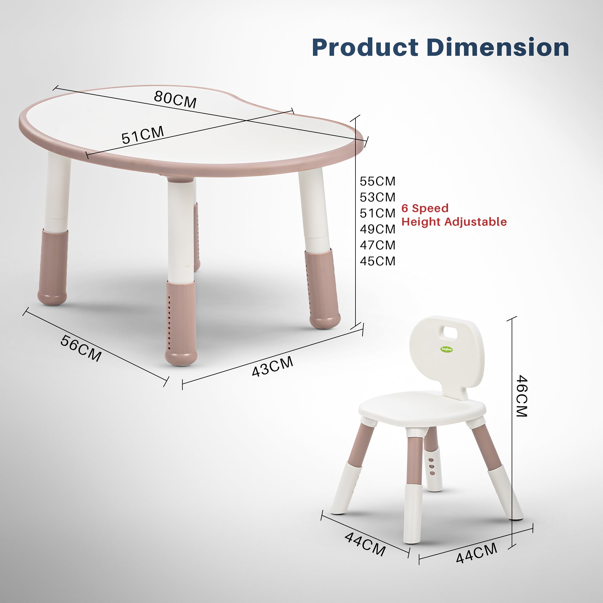 Baybee Kids Study Table for Students with Chair, 6 Height Adjustable with Anti-Slip Base - Image 7