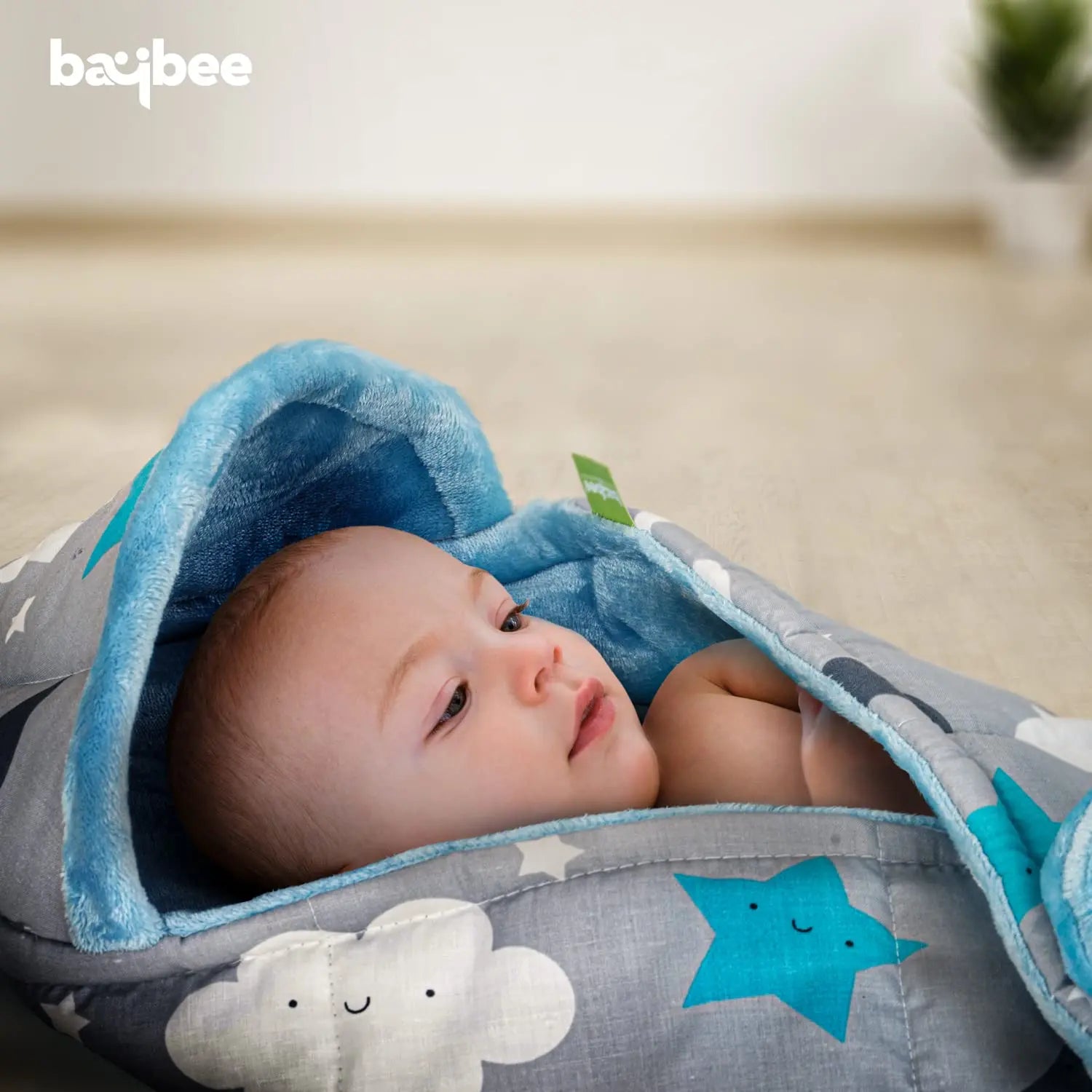 BAYBEE Cotton Baby Snuggle Pod Swaddle Wrap for Newborn with U Shape Ring Head Protection Support - Image 10