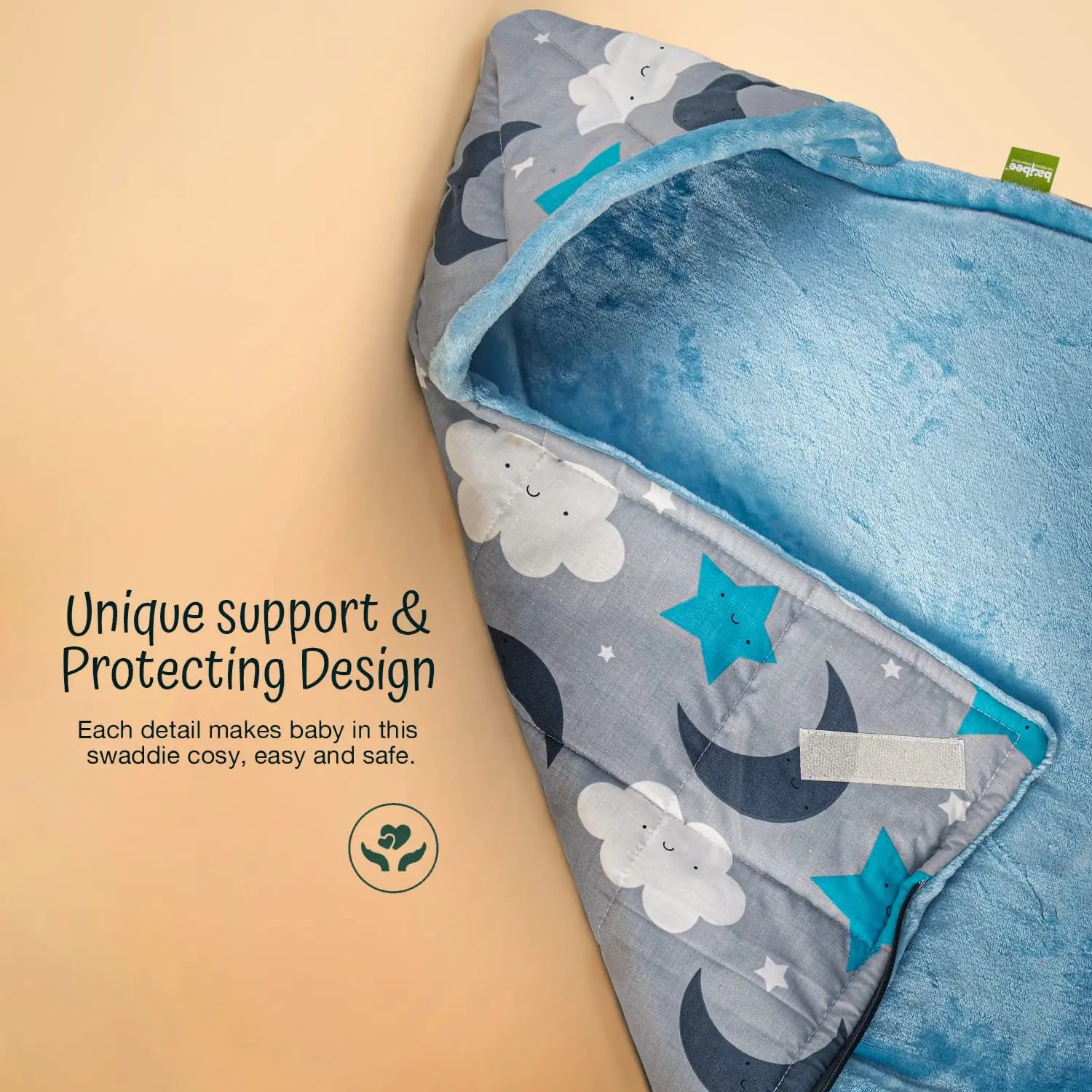 BAYBEE Cotton Baby Snuggle Pod Swaddle Wrap for Newborn with U Shape Ring Head Protection Support - Image 13