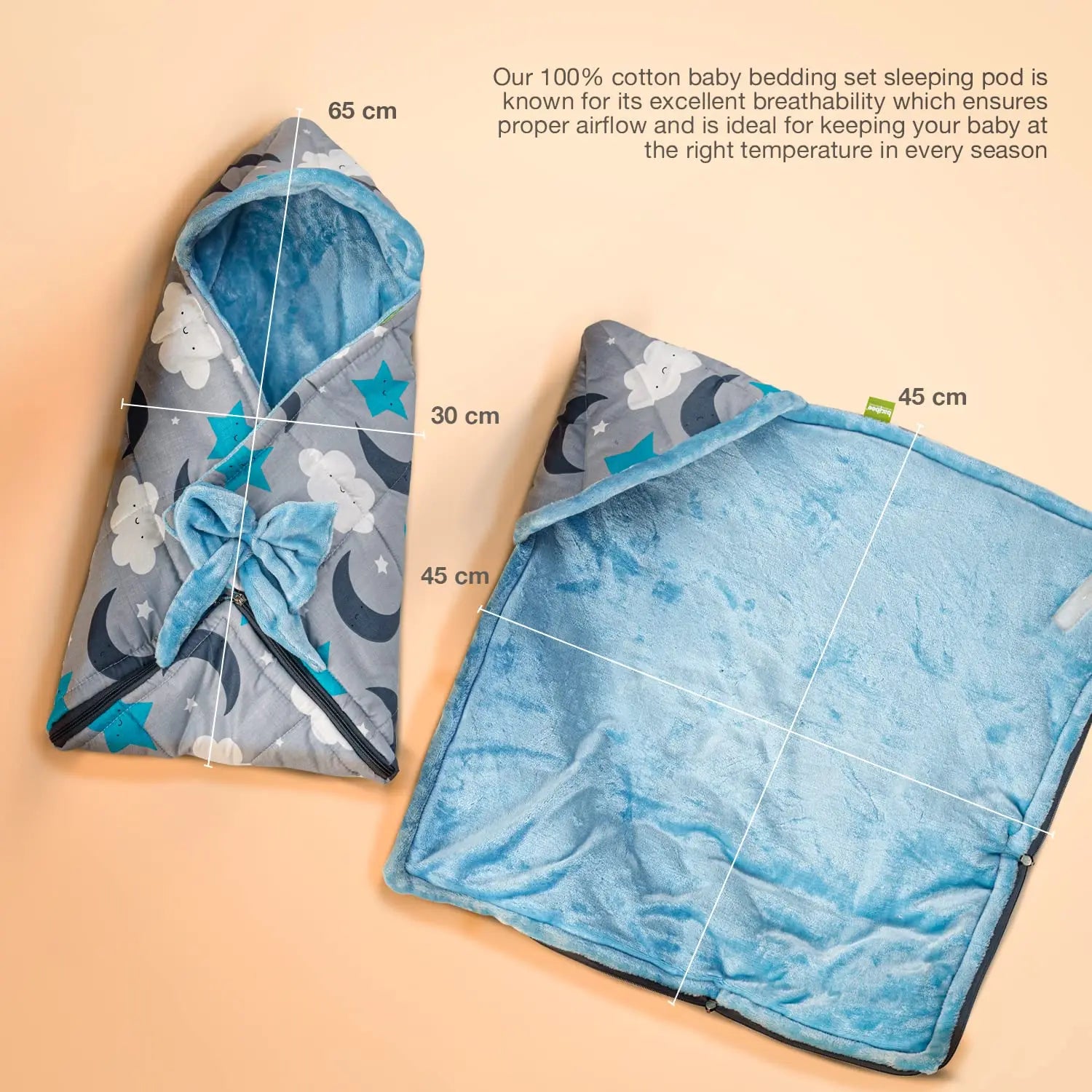 BAYBEE Cotton Baby Snuggle Pod Swaddle Wrap for Newborn with U Shape Ring Head Protection Support - Image 14