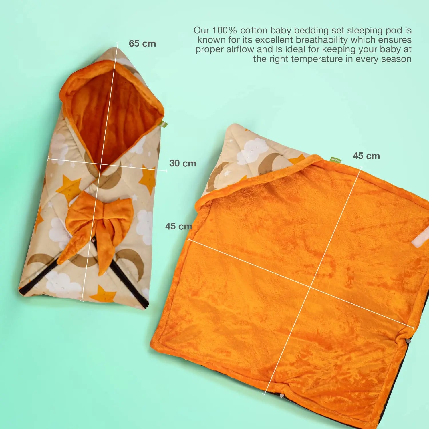 BAYBEE Cotton Baby Snuggle Pod Swaddle Wrap for Newborn with U Shape Ring Head Protection Support - Image 21