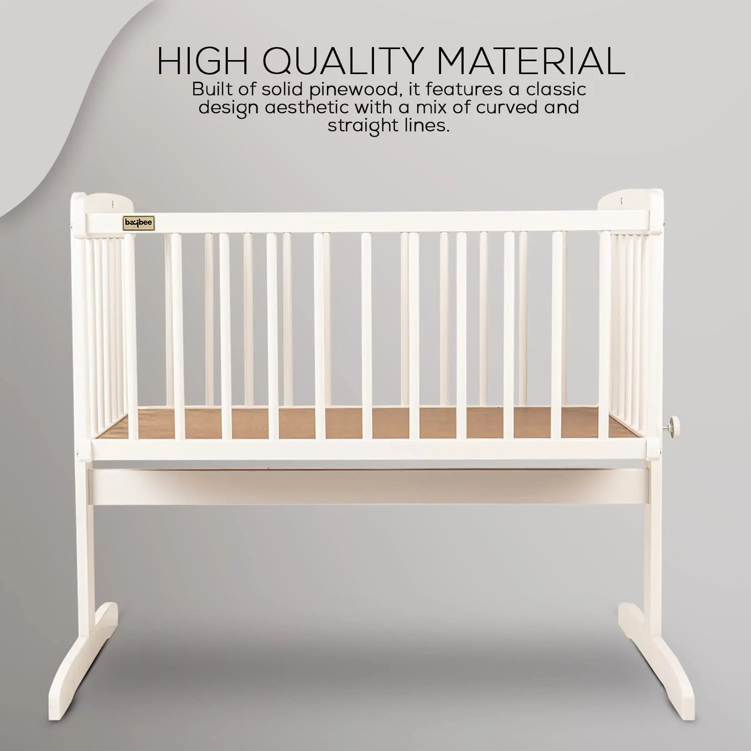 BAYBEE Medusa Cradle for Baby, Adjustable Height, Baby Cot, Mosquito Net & Mattress - Image 2