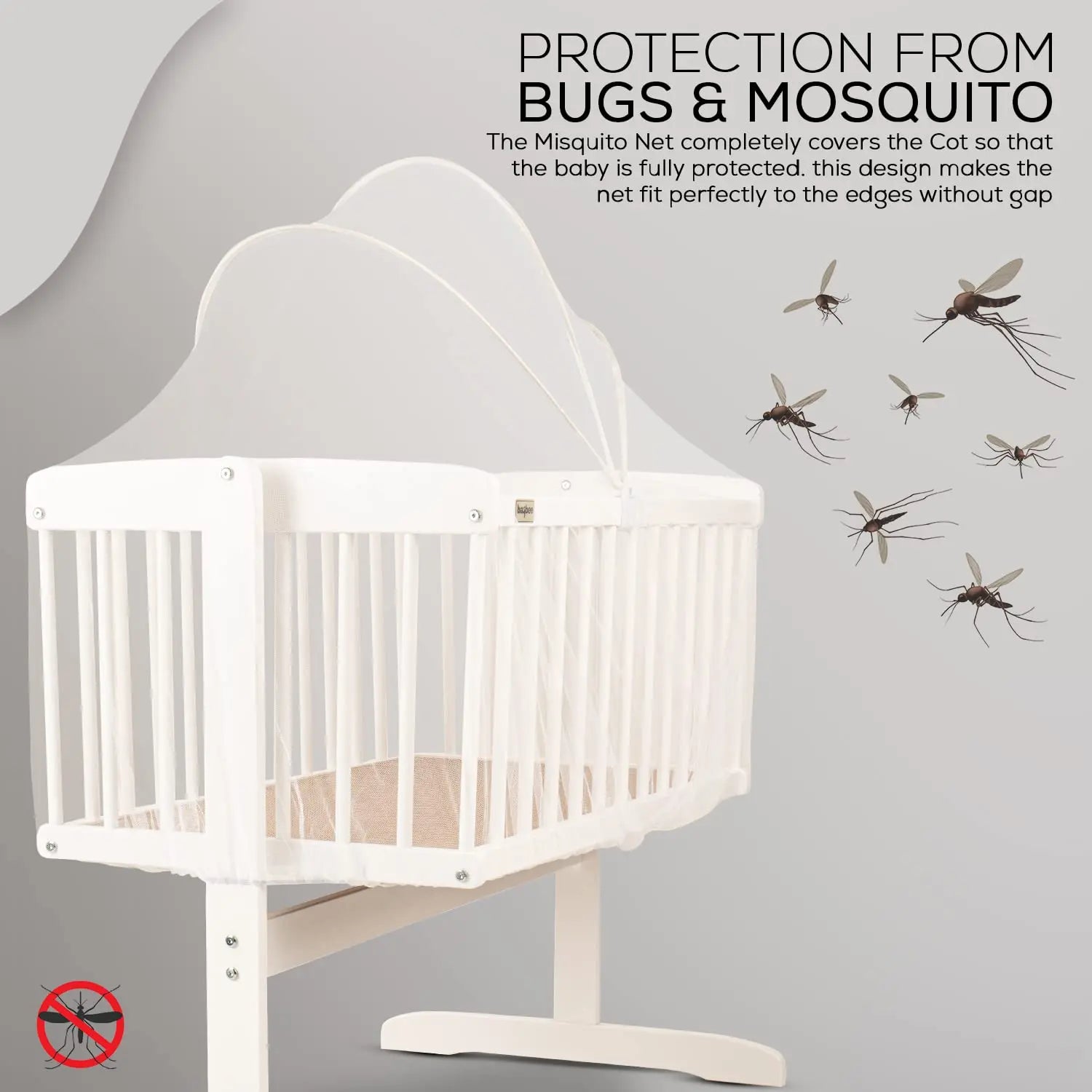 BAYBEE Medusa Cradle for Baby, Adjustable Height, Baby Cot, Mosquito Net & Mattress - Image 4
