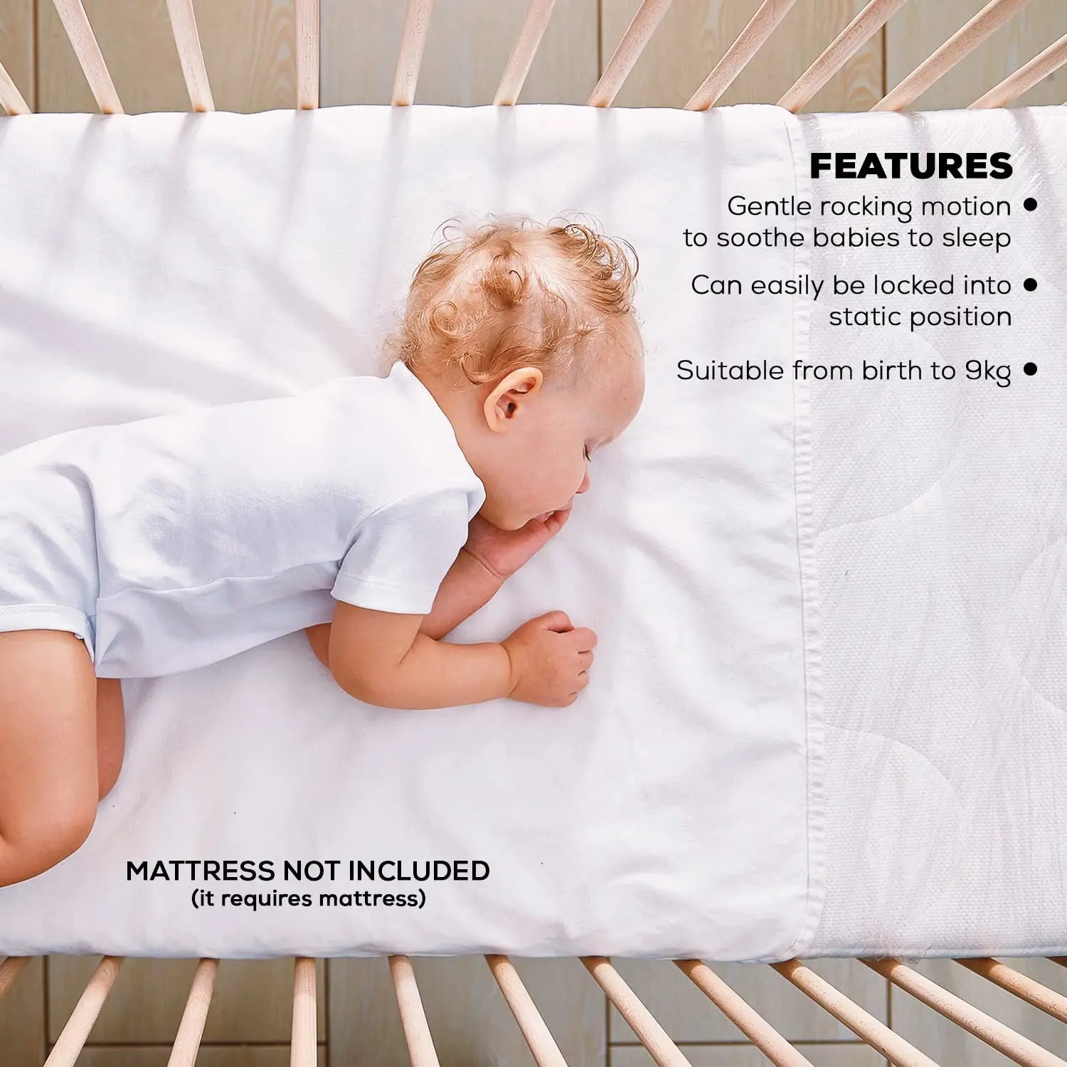 BAYBEE Medusa Cradle for Baby, Adjustable Height, Baby Cot, Mosquito Net & Mattress - Image 6
