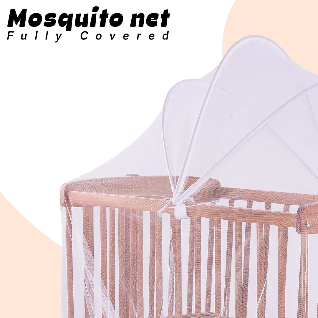 BAYBEE Medusa Cradle for Baby, Adjustable Height, Baby Cot, Mosquito Net & Mattress - Image 12