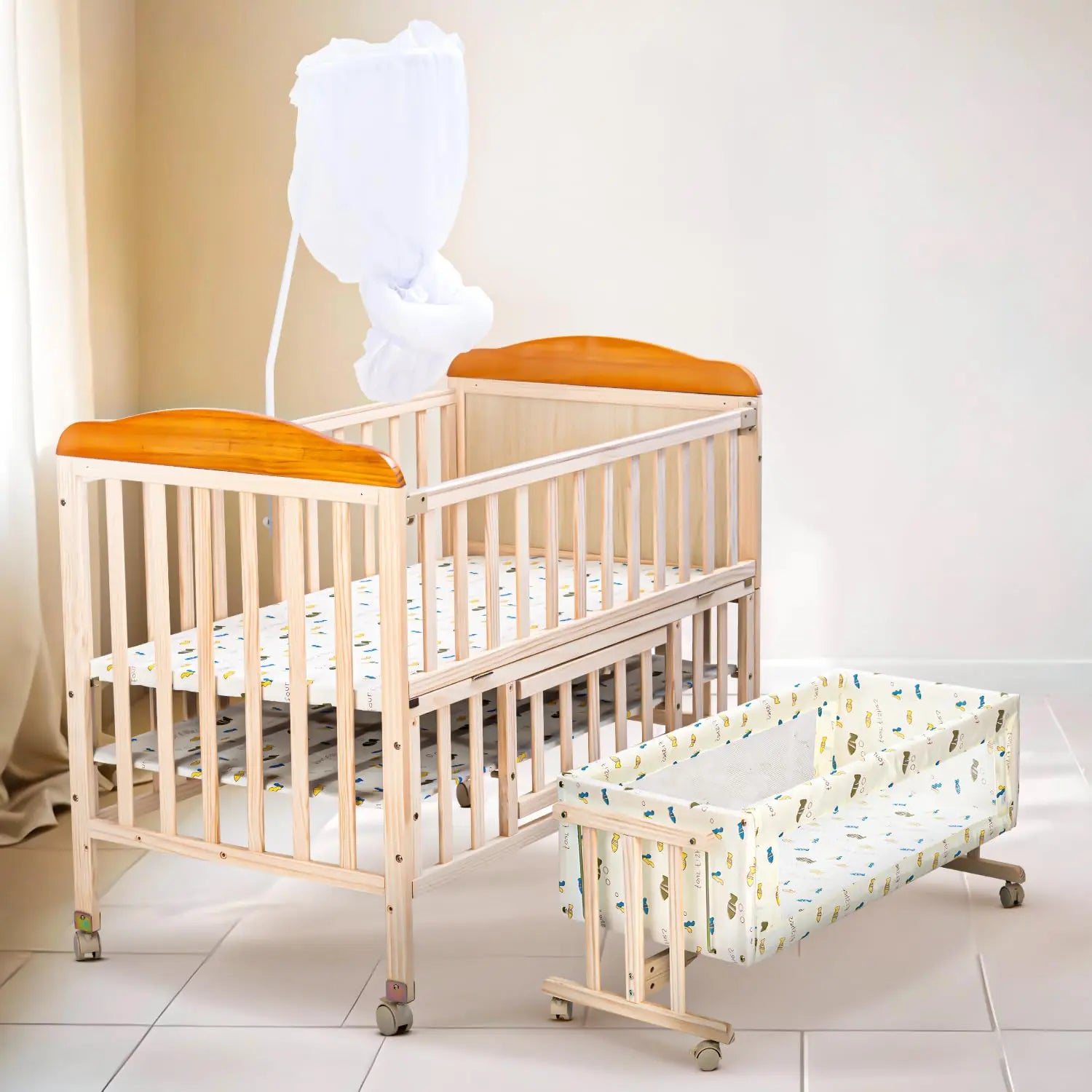 Baybee Crolla 3 in 1 Wooden Cradle for New Born Baby - Image 1