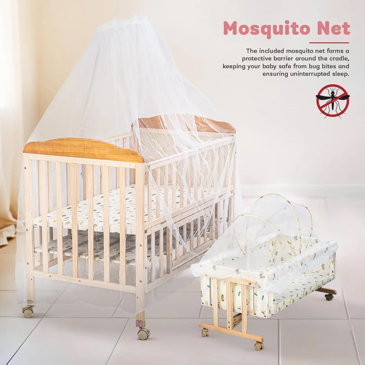 Baybee Crolla 3 in 1 Wooden Cradle for New Born Baby - Image 5