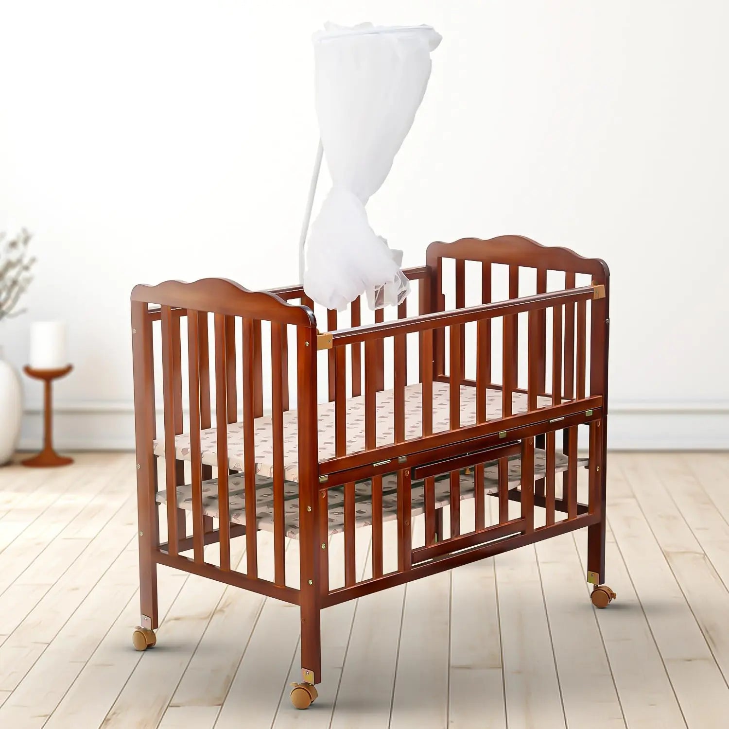 Baybee Hormony Nest Convertible Wooden Cradle for New Born Baby - Image 1