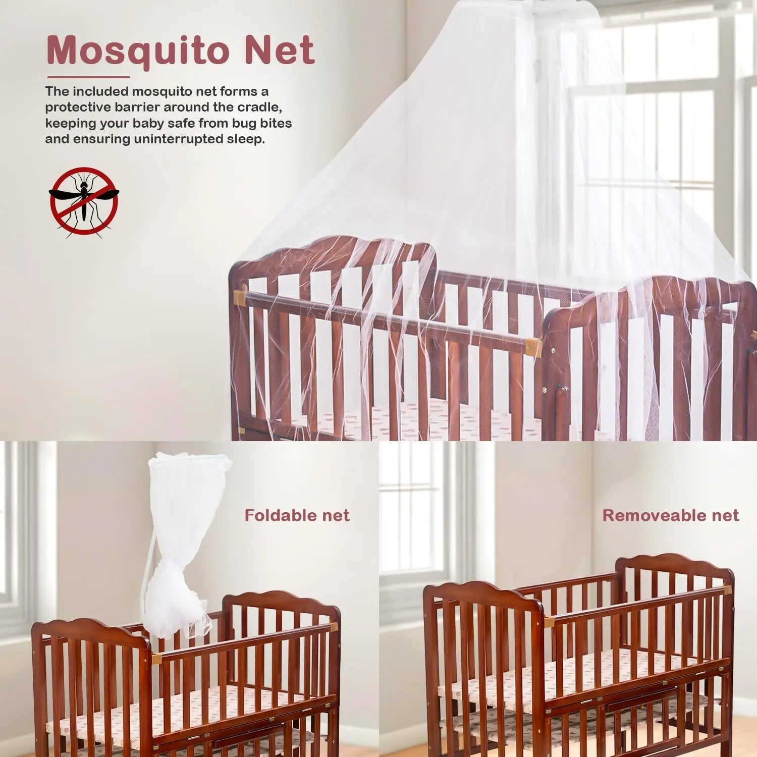 Baybee Hormony Nest Convertible Wooden Cradle for New Born Baby - Image 4