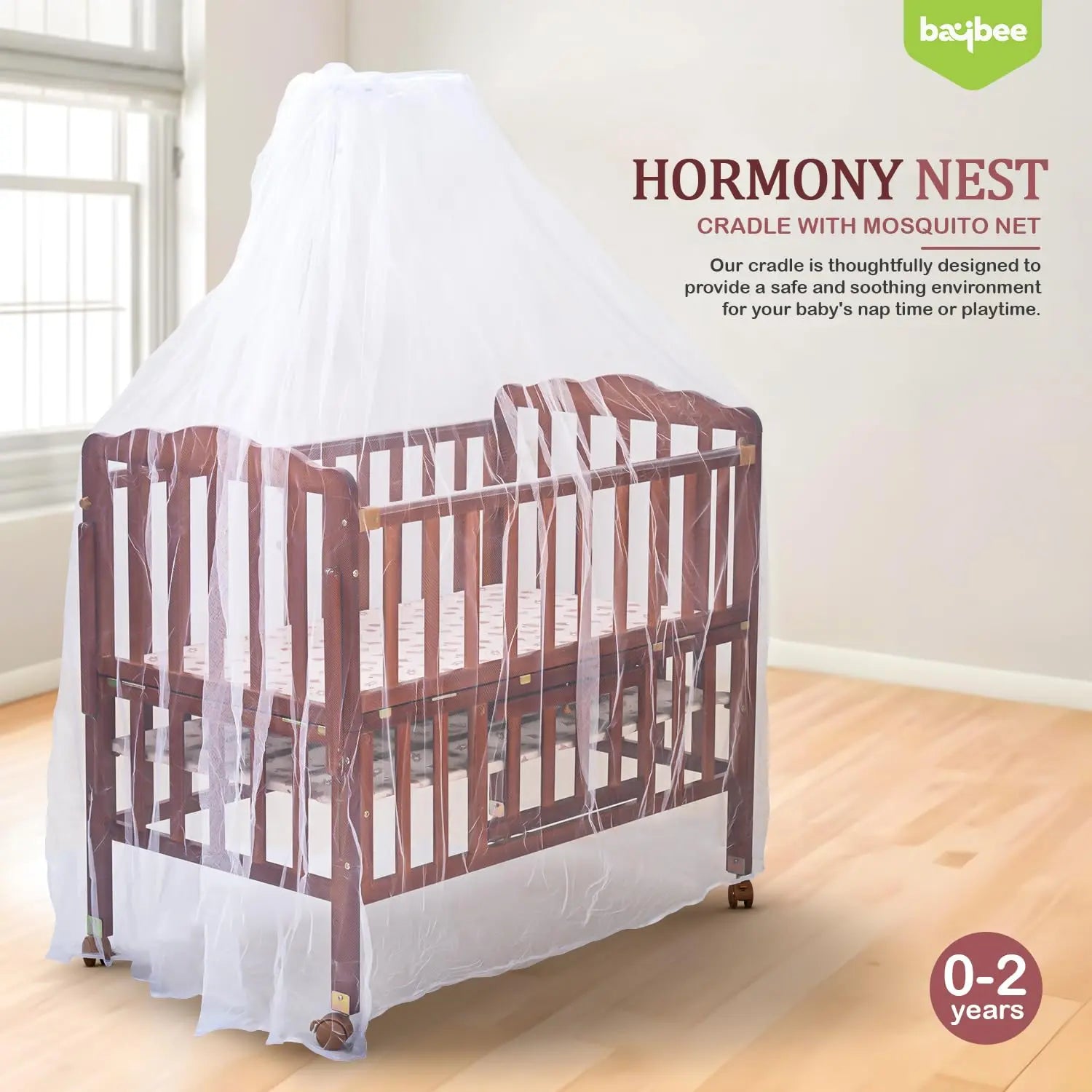 Baybee Hormony Nest Convertible Wooden Cradle for New Born Baby - Image 8